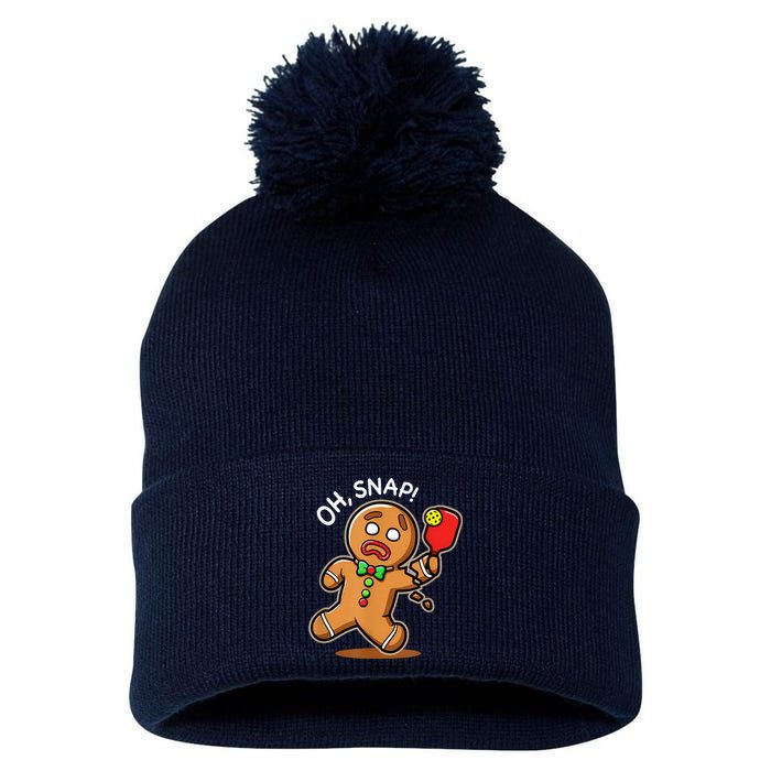 Oh Snap Funny Gingerbread Man Playing Pickleball Pom Pom 12in Knit Beanie