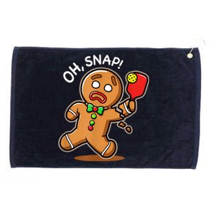 Oh Snap Funny Gingerbread Man Playing Pickleball Grommeted Golf Towel