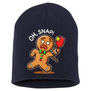 Oh Snap Funny Gingerbread Man Playing Pickleball Short Acrylic Beanie