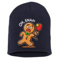 Oh Snap Funny Gingerbread Man Playing Pickleball Short Acrylic Beanie