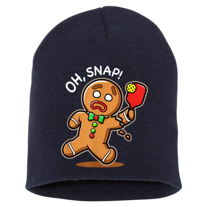 Oh Snap Funny Gingerbread Man Playing Pickleball Short Acrylic Beanie