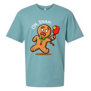 Oh Snap Funny Gingerbread Man Playing Pickleball Sueded Cloud Jersey T-Shirt