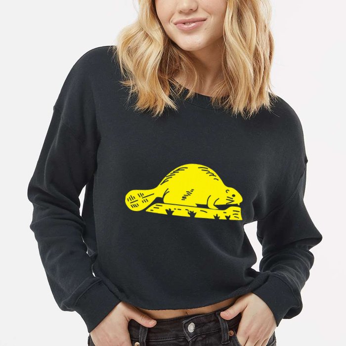 Oregon State Flag Beaver Cropped Pullover Crew