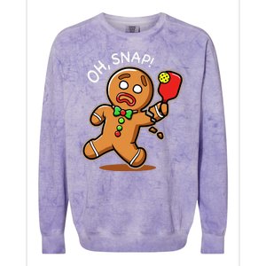 Oh Snap Funny Gingerbread Man Playing Pickleball Colorblast Crewneck Sweatshirt