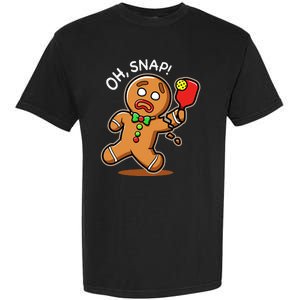 Oh Snap Funny Gingerbread Man Playing Pickleball Garment-Dyed Heavyweight T-Shirt