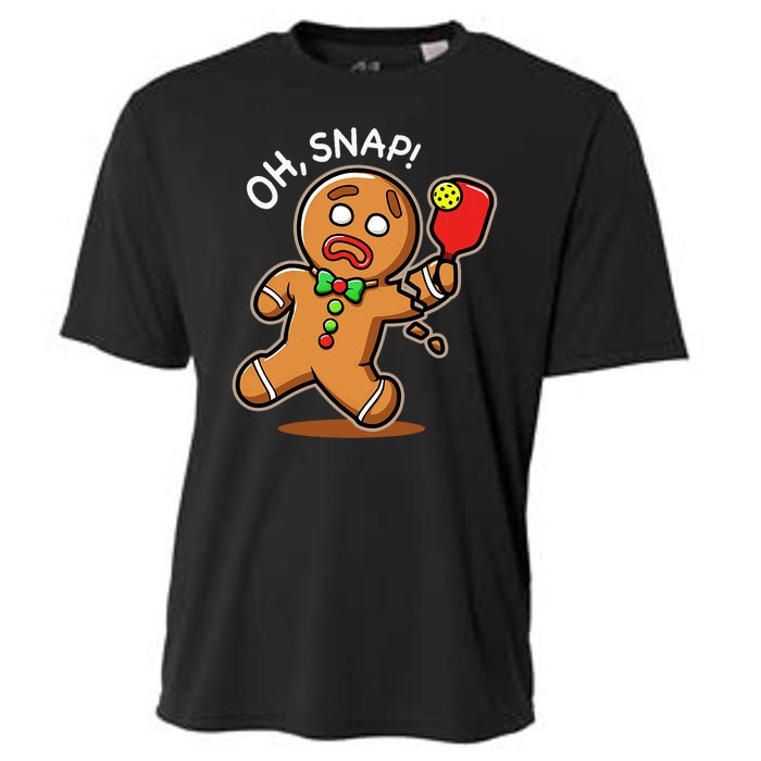 Oh Snap Funny Gingerbread Man Playing Pickleball Cooling Performance Crew T-Shirt