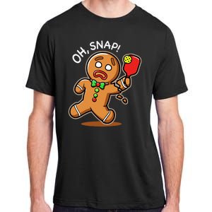 Oh Snap Funny Gingerbread Man Playing Pickleball Adult ChromaSoft Performance T-Shirt