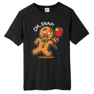 Oh Snap Funny Gingerbread Man Playing Pickleball Tall Fusion ChromaSoft Performance T-Shirt