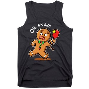 Oh Snap Funny Gingerbread Man Playing Pickleball Tank Top