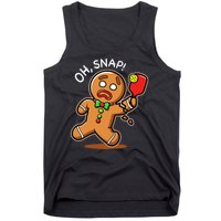 Oh Snap Funny Gingerbread Man Playing Pickleball Tank Top