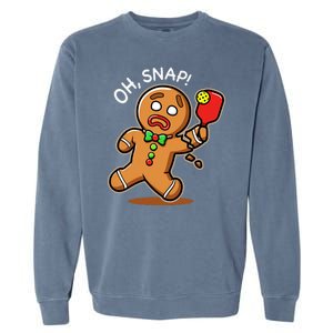 Oh Snap Funny Gingerbread Man Playing Pickleball Garment-Dyed Sweatshirt