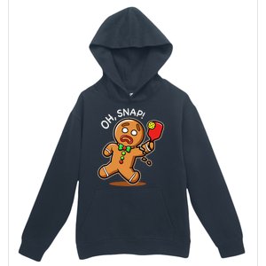 Oh Snap Funny Gingerbread Man Playing Pickleball Urban Pullover Hoodie