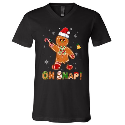 Oh Snap Gingerbread Funny Christmas Xmas V-Neck T-Shirt