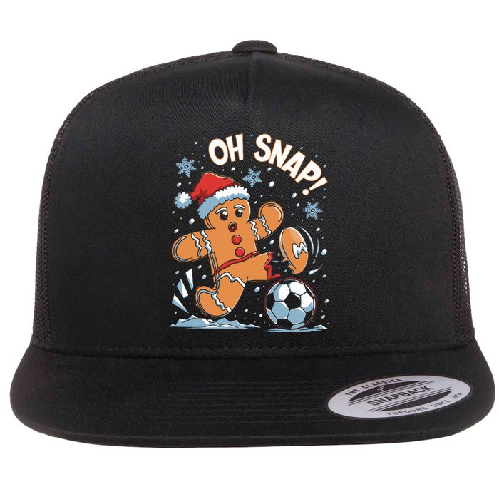 Oh Snap Gingerbreadman Christmas Soccer Flat Bill Trucker Hat