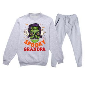 One Spooky Grandpa Halloween Horror Man Sunglasses Family Premium Crewneck Sweatsuit Set