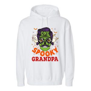 One Spooky Grandpa Halloween Horror Man Sunglasses Family Garment-Dyed Fleece Hoodie