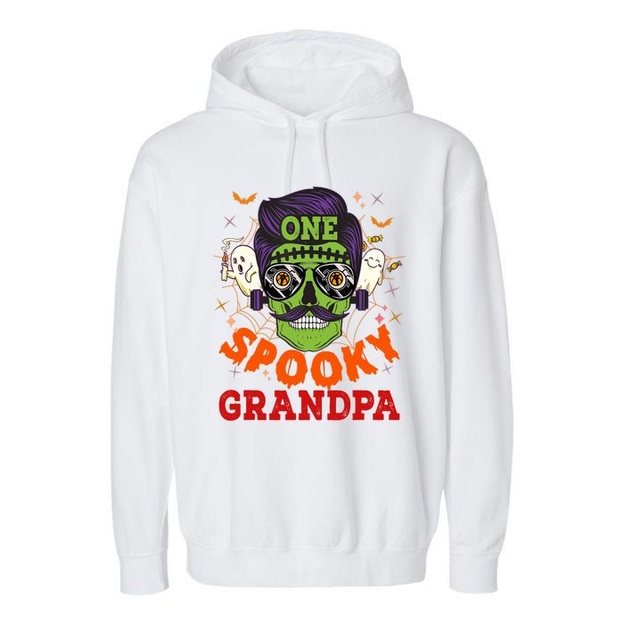 One Spooky Grandpa Halloween Horror Man Sunglasses Family Garment-Dyed Fleece Hoodie