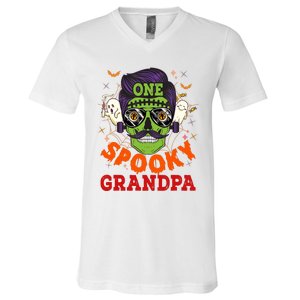 One Spooky Grandpa Halloween Horror Man Sunglasses Family V-Neck T-Shirt