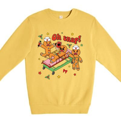 Oh Snap Gingerbread Nurse Funny Nursing Christmas Holiday Premium Crewneck Sweatshirt