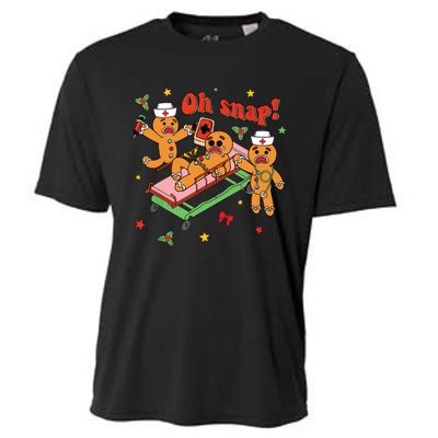 Oh Snap Gingerbread Nurse Funny Nursing Christmas Holiday Cooling Performance Crew T-Shirt