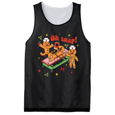 Oh Snap Gingerbread Nurse Funny Nursing Christmas Holiday Mesh Reversible Basketball Jersey Tank