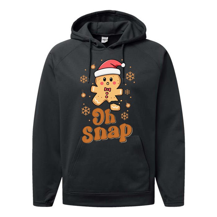 Oh Snap Gingerbread Man Cute Christmas Cookie Baking Team Performance Fleece Hoodie