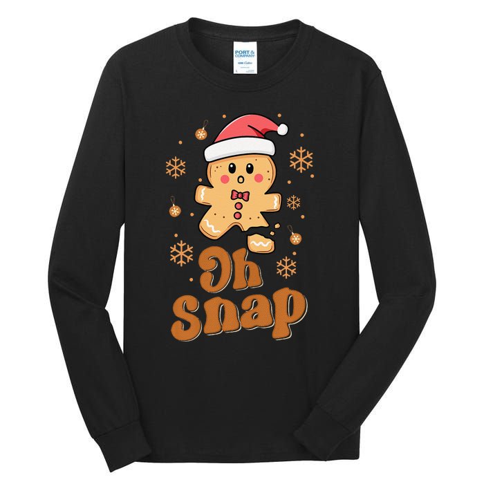 Oh Snap Gingerbread Man Cute Christmas Cookie Baking Team Tall Long Sleeve T-Shirt