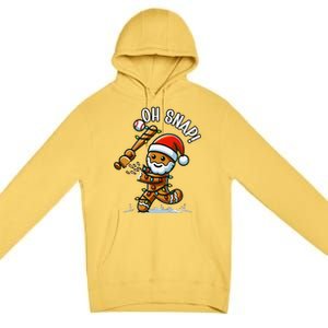 Oh Snap Gingerbreadman Christmas Baseball Premium Pullover Hoodie