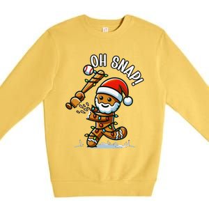 Oh Snap Gingerbreadman Christmas Baseball Premium Crewneck Sweatshirt