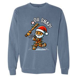 Oh Snap Gingerbreadman Christmas Baseball Garment-Dyed Sweatshirt