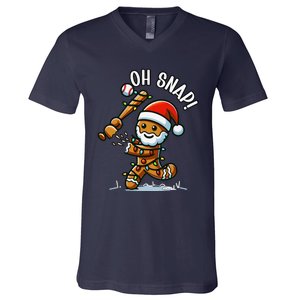 Oh Snap Gingerbreadman Christmas Baseball V-Neck T-Shirt