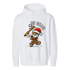 Oh Snap Gingerbreadman Christmas Baseball Garment-Dyed Fleece Hoodie