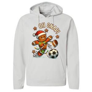 Oh Snap Gingerbreadman Christmas Soccer Performance Fleece Hoodie