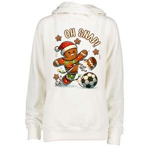 Oh Snap Gingerbreadman Christmas Soccer Womens Funnel Neck Pullover Hood