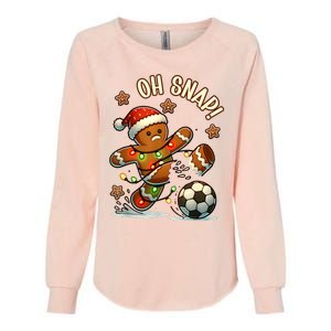 Oh Snap Gingerbreadman Christmas Soccer Womens California Wash Sweatshirt