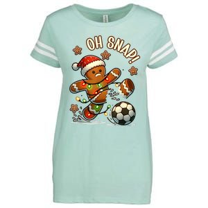 Oh Snap Gingerbreadman Christmas Soccer Enza Ladies Jersey Football T-Shirt