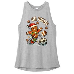 Oh Snap Gingerbreadman Christmas Soccer Ladies PosiCharge Tri-Blend Wicking Tank