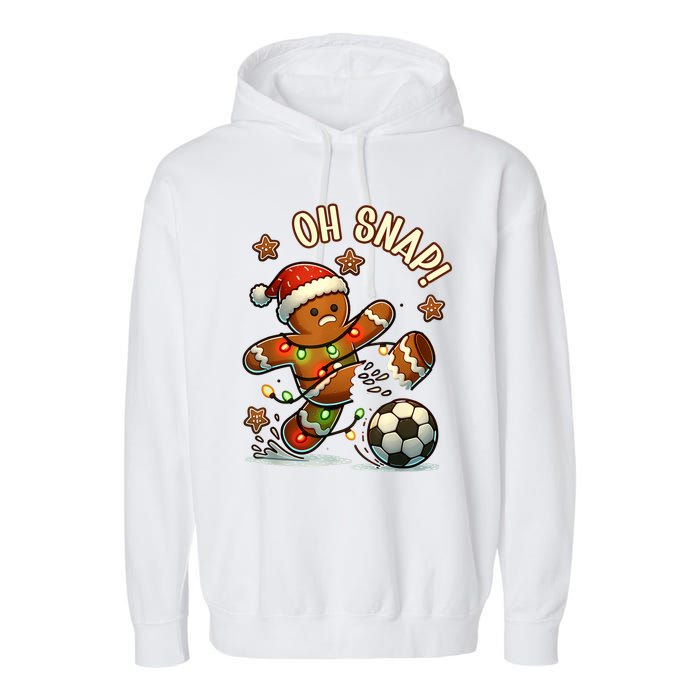 Oh Snap Gingerbreadman Christmas Soccer Garment-Dyed Fleece Hoodie