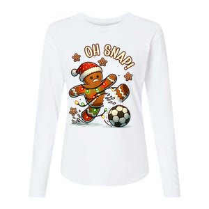 Oh Snap Gingerbreadman Christmas Soccer Womens Cotton Relaxed Long Sleeve T-Shirt