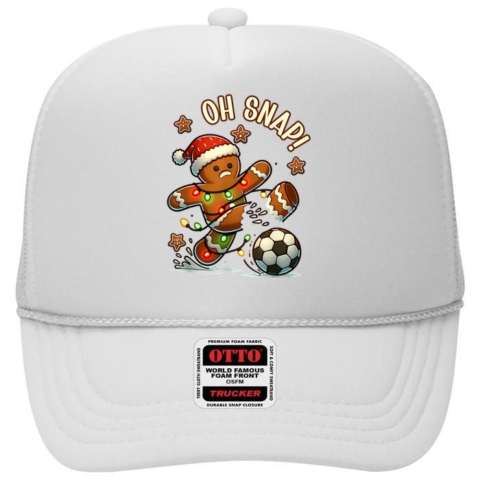 Oh Snap Gingerbreadman Christmas Soccer High Crown Mesh Back Trucker Hat