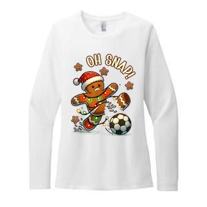 Oh Snap Gingerbreadman Christmas Soccer Womens CVC Long Sleeve Shirt