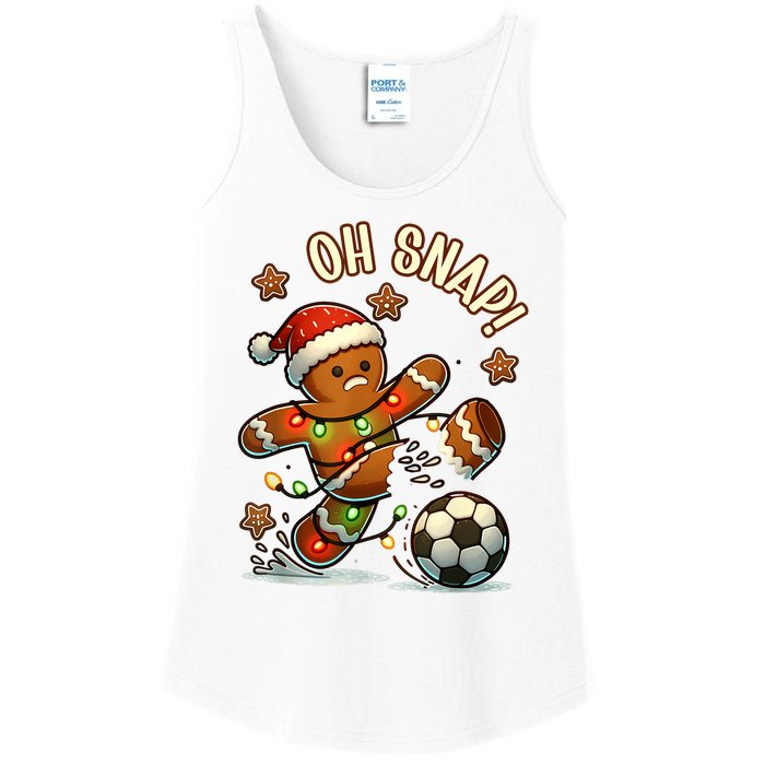 Oh Snap Gingerbreadman Christmas Soccer Ladies Essential Tank