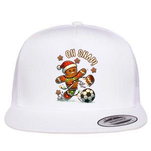 Oh Snap Gingerbreadman Christmas Soccer Flat Bill Trucker Hat