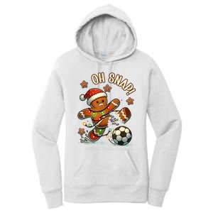 Oh Snap Gingerbreadman Christmas Soccer Women's Pullover Hoodie