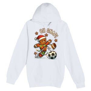 Oh Snap Gingerbreadman Christmas Soccer Premium Pullover Hoodie