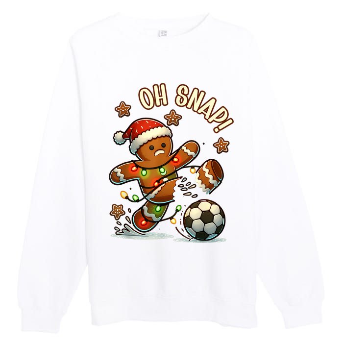 Oh Snap Gingerbreadman Christmas Soccer Premium Crewneck Sweatshirt