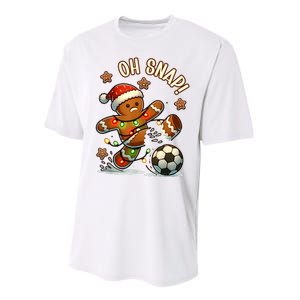 Oh Snap Gingerbreadman Christmas Soccer Performance Sprint T-Shirt