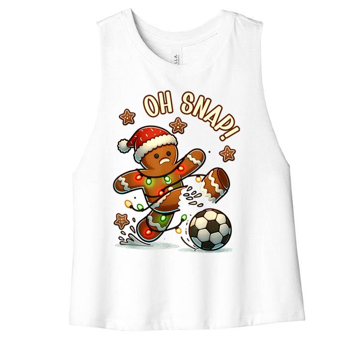 Oh Snap Gingerbreadman Christmas Soccer Women's Racerback Cropped Tank