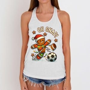 Oh Snap Gingerbreadman Christmas Soccer Women's Knotted Racerback Tank