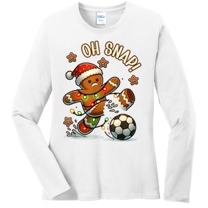 Oh Snap Gingerbreadman Christmas Soccer Ladies Long Sleeve Shirt